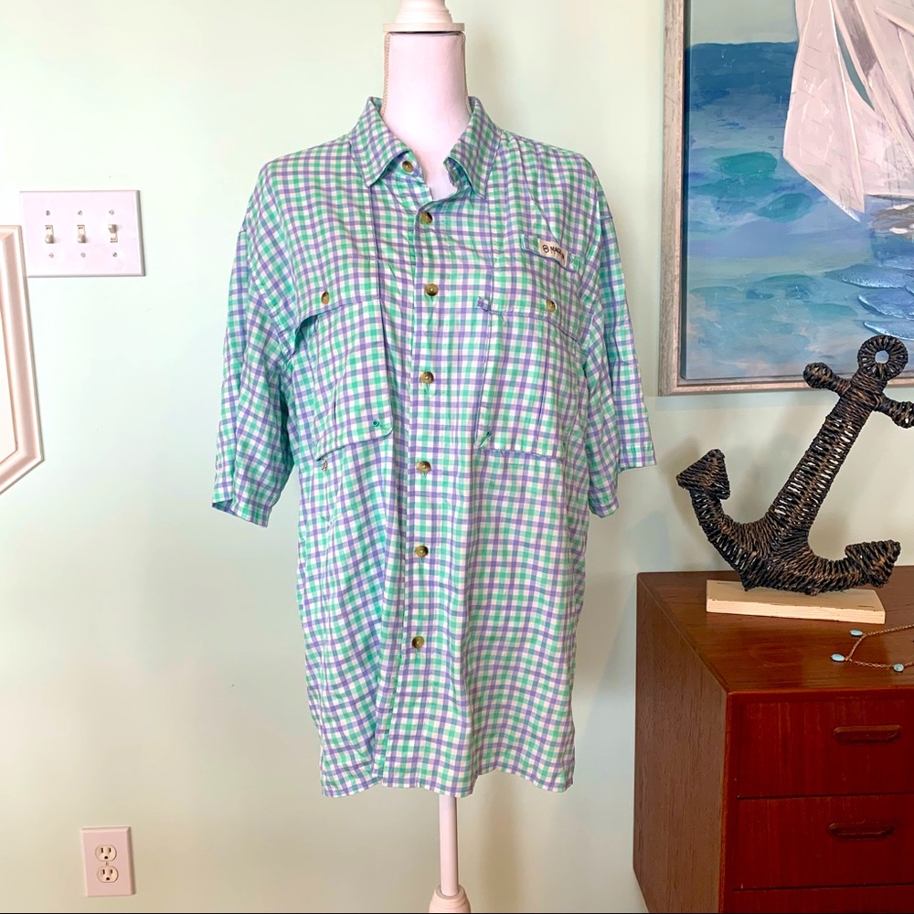 Men’s Magellan Outdoors Fish Gear MagWick Plaid Vented Shirt Large L